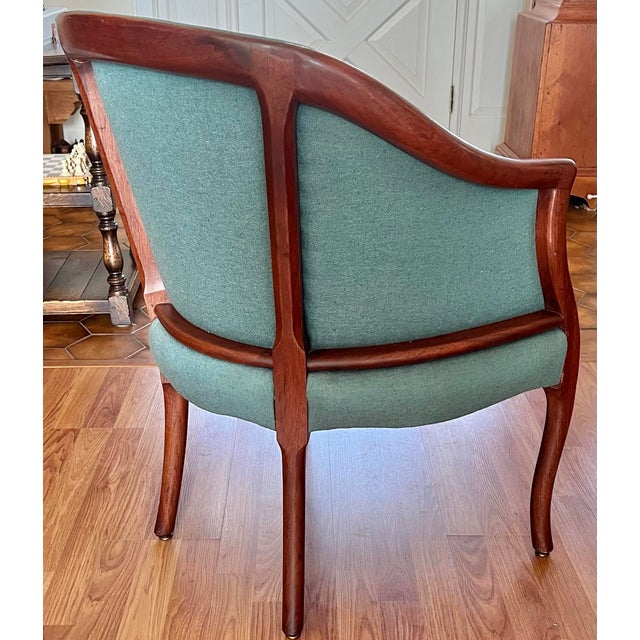 Teal Georgian Style Mahogany Tub Chairs - A Pair For Sale - Image 8 of 10