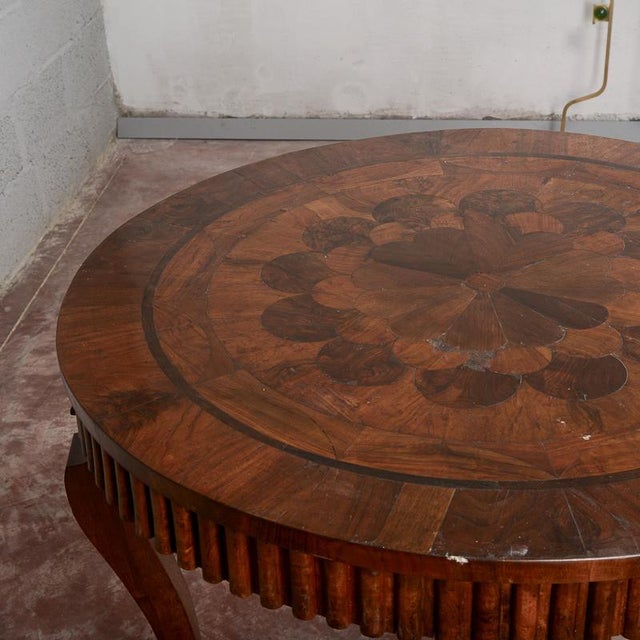 Antique Round Inlaid and Grooved Table For Sale - Image 9 of 18