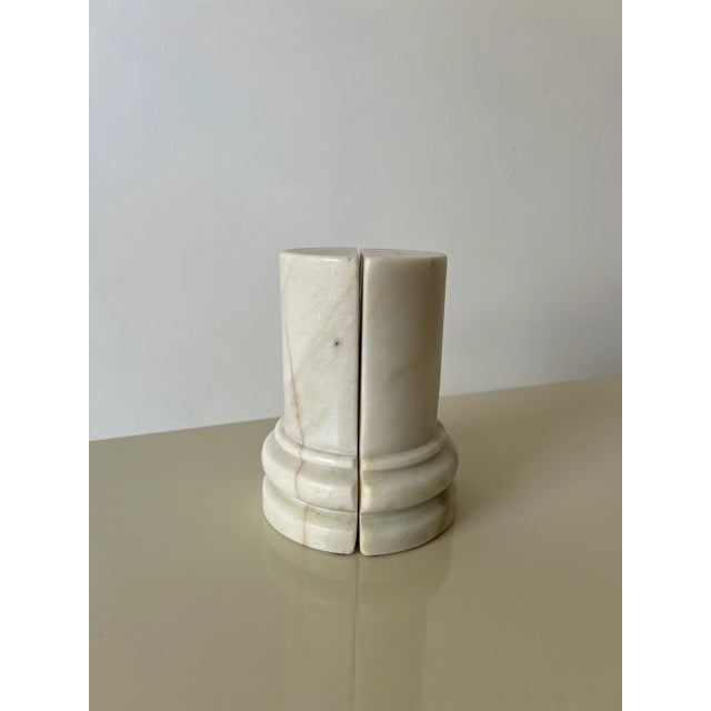 1980s Vintage 1980s Marble “Column” Bookends - a Pair For Sale - Image 5 of 5