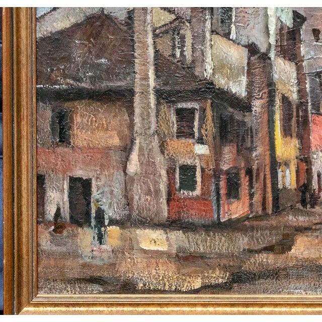 Early 20th Century Attributed to Gordon McCouch, Modernist Venetian Street Scene Oil Painting For Sale In Portland, ME - Image 6 of 18