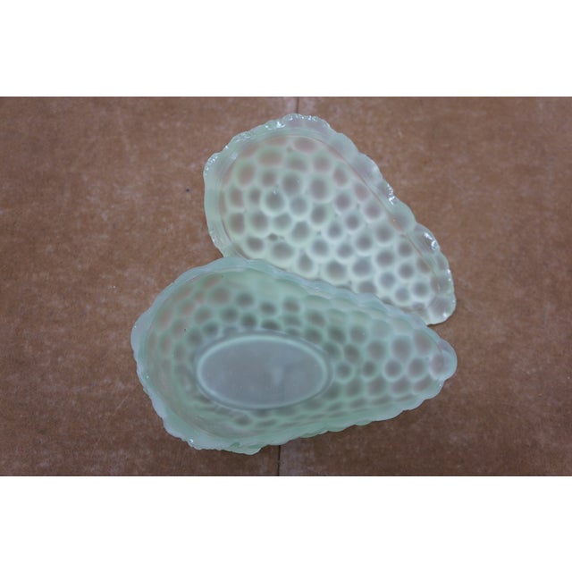 Antique French Green Uranium Glass Grape Cluster Compote Trinket Box 6" For Sale - Image 9 of 16