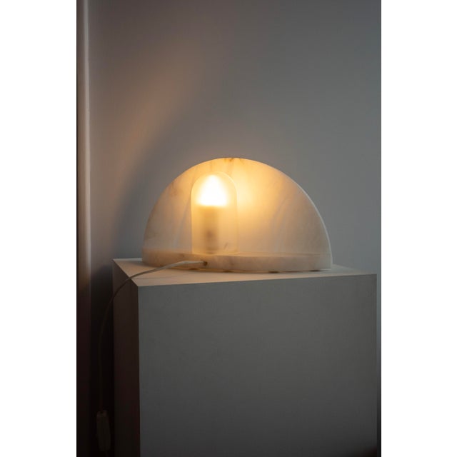 1980s Vintage White Marble Table Lamp, 1980s For Sale - Image 5 of 8