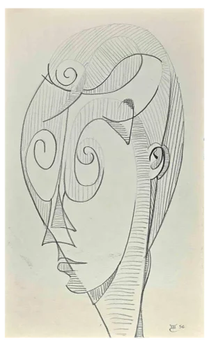 Michel Cadoret, Abstract Composition, Drawing in Pencil, 1956