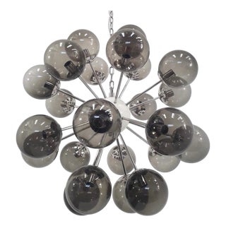 21st Century Nova Polished Nickel Smoky Murano Sputnik Chandelier by Fabio LTD For Sale