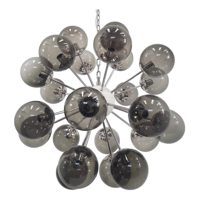 21st Century Nova Polished Nickel Smoky Murano Sputnik Chandelier by Fabio LTD For Sale