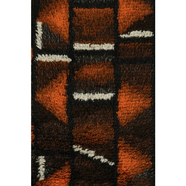 Mid-Century Modern Vintage Swedish Rya Rug, Bold Black and Orange Scandinavian Design - Rug & Kilim For Sale - Image 3 of 7