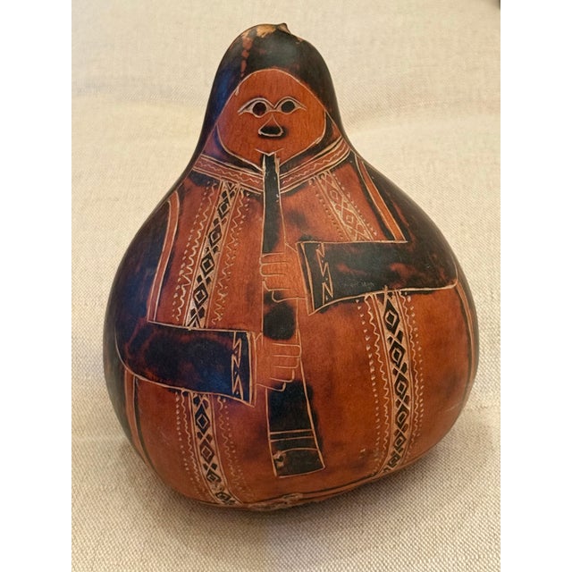 Late 20th Century Large Vintage Peruvian Mate Burilado Hand-Carved Storytelling Gourd Rattles – Pair For Sale - Image 5 of 12