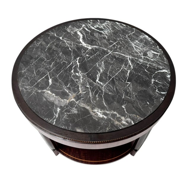 Brown French Art Deco Coffee Table with Marble Top, 1930s For Sale - Image 8 of 11