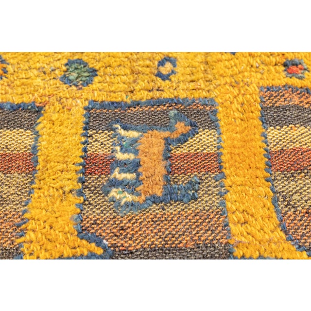 Yellow Antique Handwoven Gabbeh Palas Textile Art For Sale - Image 8 of 8