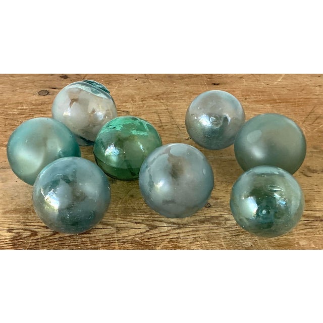 Vintage Boho Green Glass Spheres - Set of 8 For Sale In West Palm - Image 6 of 8