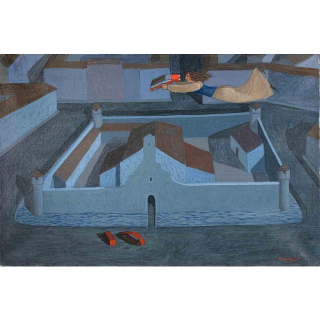 Alberto Gallerati, I'll Give You a Car, Oil Painting, 1980s For Sale - Image 6 of 6