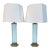 1970s Fontana Arte Style Brass and Blue Glass Table Lamps - a Pair For Sale