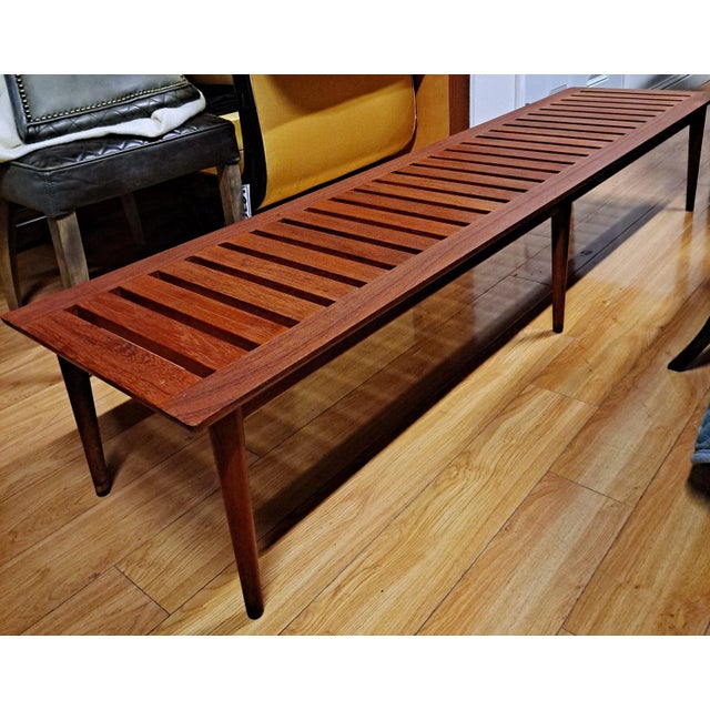 Slatted Wood Bench Table After Hans Wegner 18.75"D x 78.5"W x 14.5"H