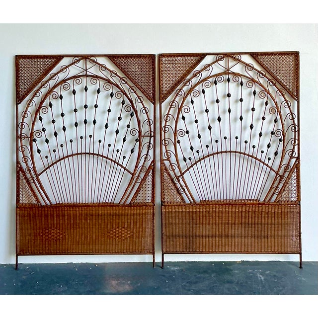 Sienna Vintage Boho Woven Rattan Twin Headboards - A Pair For Sale - Image 8 of 10