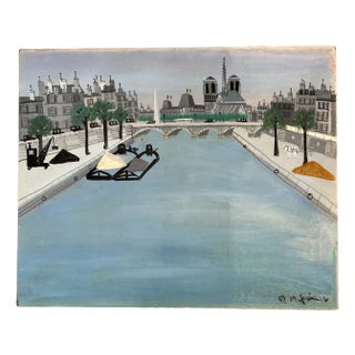 Armand Marie Guérin, Piles of Yellow Sand, Paris, Oil on Wood, 1970s For Sale