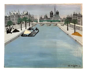 Armand Marie Guérin, Piles of Yellow Sand, Paris, Oil on Wood, 1970s
