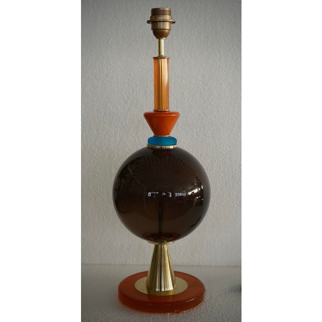Art Deco Murano Round Black and Orange Art Glass Table Lamp, 2000 For Sale - Image 10 of 10