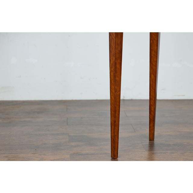 Wood 19th Century English Neoclassical Walnut Demi-Lune Table with Tapered Legs For Sale - Image 7 of 12