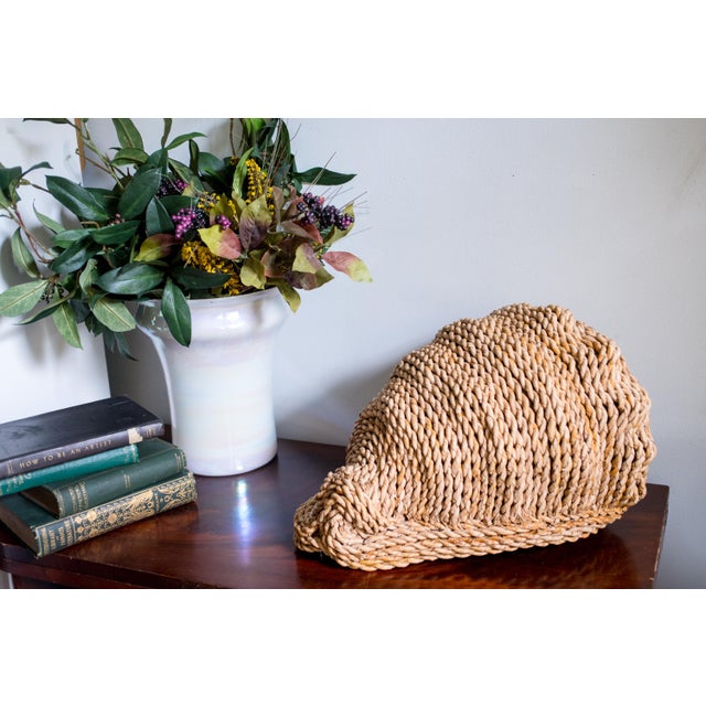 Large 18" Hand Woven Rope Conch Shell Sculpture, Artisanal Natural Fiber Seashell Tabletop Centerpiece Boho Coastal For Sale - Image 9 of 11