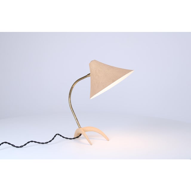 Brass and Beige Crowfoot Table Lamp attributed to Cosack Leuchten, 1950s For Sale - Image 11 of 18