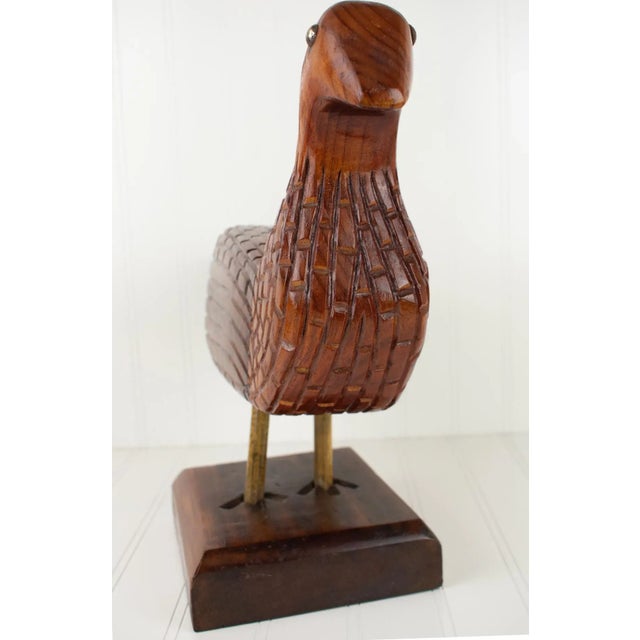 1980s 1985 Johnny Wyres "Hen Pheasant" Hand Carved Wooden Folk Art Bird For Sale - Image 5 of 13