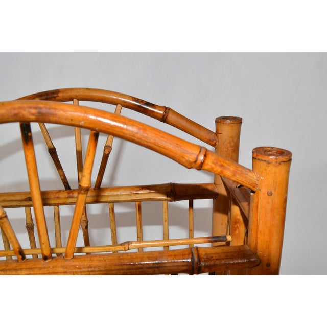 1950s Chinoiserie Bamboo Hand-Crafted Magazine Rack Newspaper Stand For Sale - Image 12 of 17