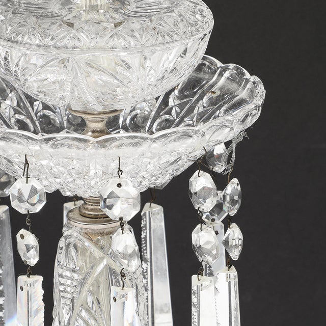 Pair of Art Deco Czech U S Zone Cut Crystal and Silver Plated Table Lamps For Sale - Image 14 of 18