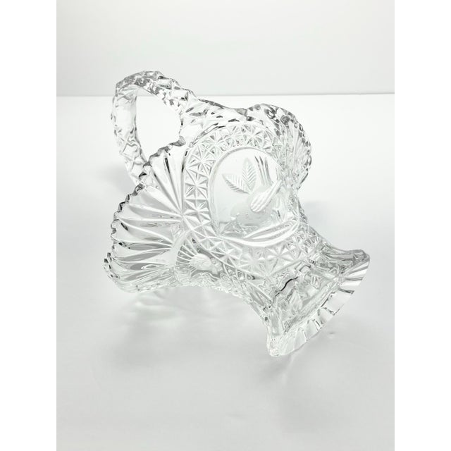 1990s Hofbauer “Byrdes” Large Cut Crystal Deep Handled Basket 10 1/2” For Sale In Dallas - Image 6 of 11