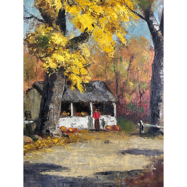 Vintage Impressionist Framed Fall Landscape Oil Painting For Sale In Philadelphia - Image 6 of 9