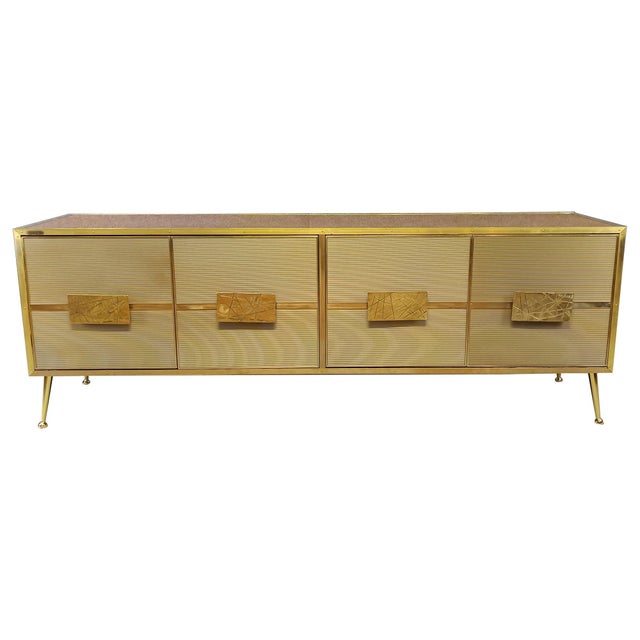 Gold Sideboard with Four Murano Glass Doors from Justfurnituress SRL For Sale - Image 10 of 10
