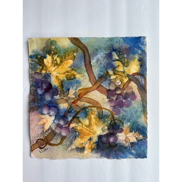 Watercolor Painting of Grapes on Vines For Sale - Image 4 of 4
