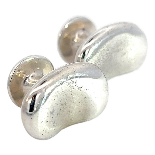 1990s Pair of Tiffany & Co Cufflinks By Elsa Peretti Sterling Silver Estate For Sale