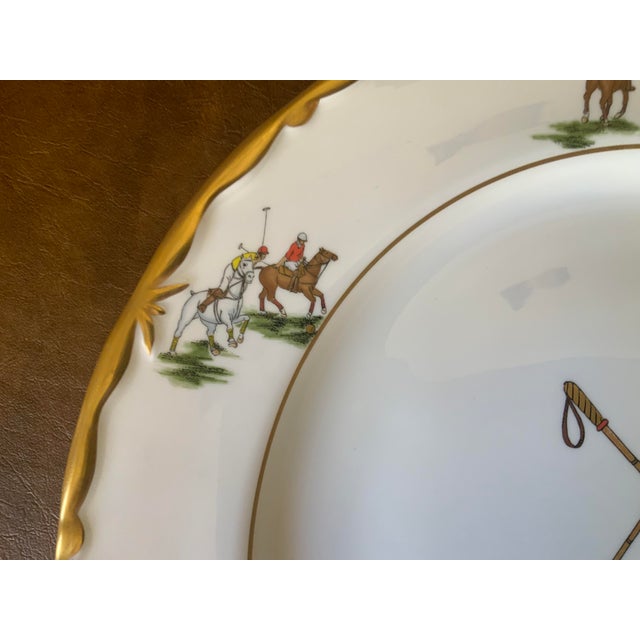 Palm Beach Polo Boehm Bone China Hand Painted Gilt Dinner Plate For Sale - Image 4 of 9