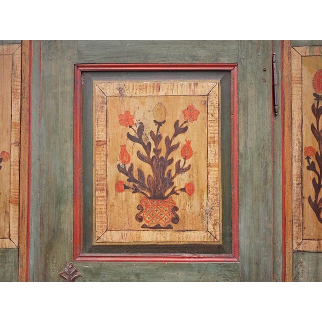 Blue Alpine Blue Floral Painted Cupboard For Sale - Image 8 of 18