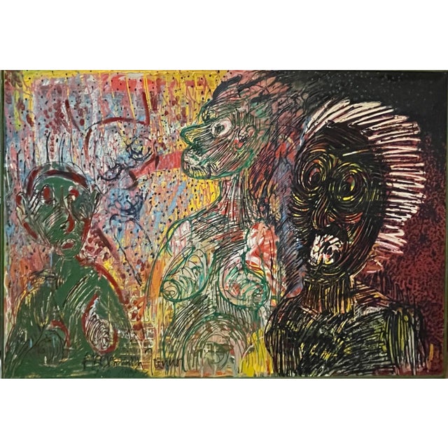 Janusz Akermann, Large Figurative Neo Expressionist Polish Oil Painting Janusz Akermann Brutalist, 1990 For Sale - Image 12 of 13
