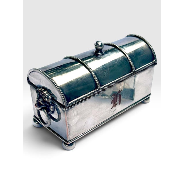 Early 20th Century English Silver-Plated Treasury Desk Casket Inkstand by William Adams An exceptionally handsome and...