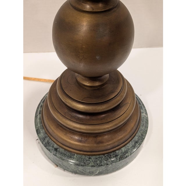 Vintage Classic Solid Brass and Green Marble Table Desk Lamp For Sale - Image 10 of 14