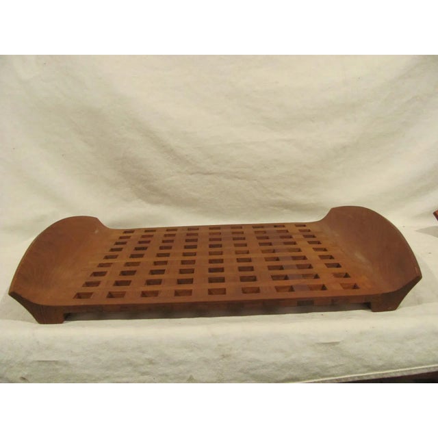 Mid-Century Modern 1960s Jhq Jens Quistgaard for Dansk Danish Modern Large Lattice Teak Tray For Sale - Image 3 of 6