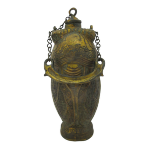 Chinese Antique Gilt Bronze Ware Cicada Wine Pot Vessel With Lid & Handle