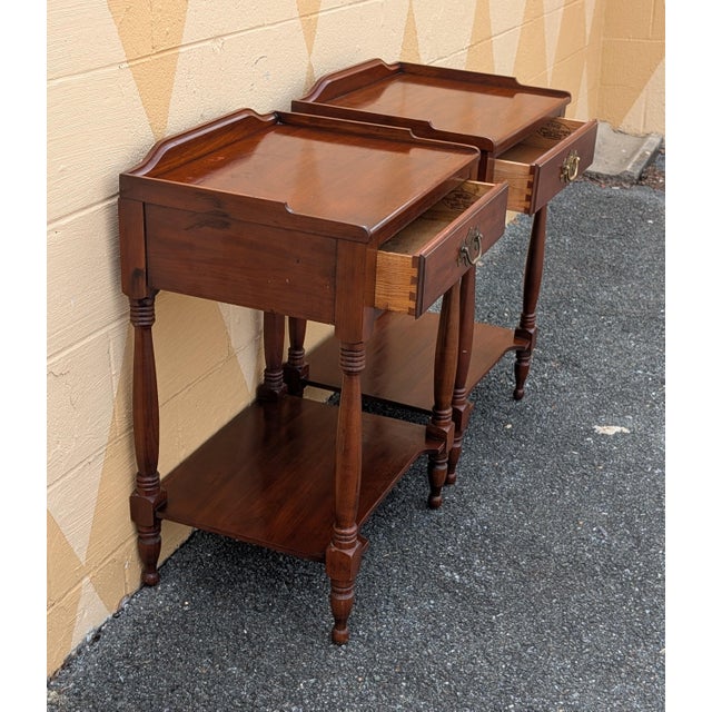 Mid-Century Modern Mid 20th Century Pair of Henkel Harris Cherry Nightstands For Sale - Image 3 of 12