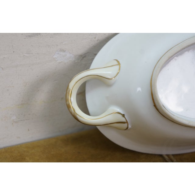 Antique Noritake Art Deco Blue & Gold Roses Oval Serving Dish Compote 8" For Sale - Image 12 of 13