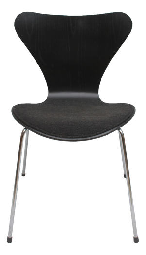 3107 Chair in Black with Upholstery by Arne Jacobsen for Fritz Hansen, 1997