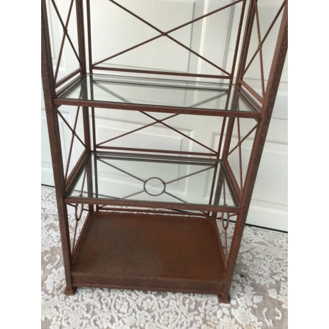 Brown 1970s Vintage Iron and Glass Etagere For Sale - Image 8 of 11