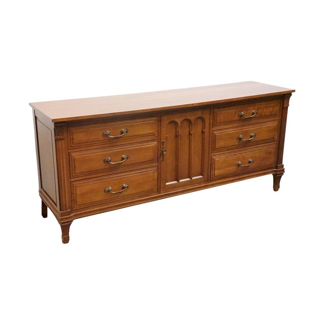 Davis Cabinet Company Davis Cabinet Co. Italian Neoclassical Style 70" Adriano Cherry Triple Door Dresser 502 For Sale - Image 4 of 17
