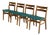 Teak Dining Chairs Set of 4 With Blue Upholstery Danish Mid-Century Modern 1960s For Sale