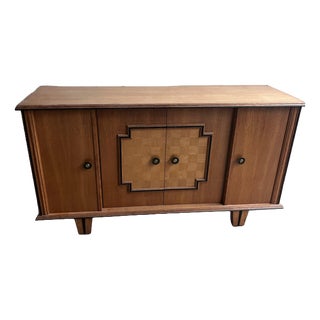 Art Deco Oak Sideboard with Geometric Doors, 1940s For Sale