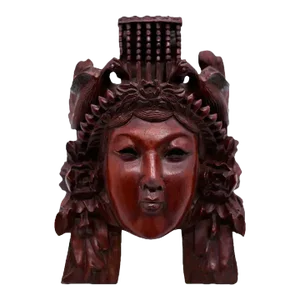 Vintage Hand-Carved Decorative Wooden Wall Hanging Sculpture From Spain