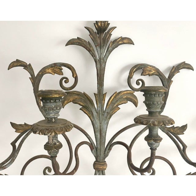 1960s Italian Hand-Painted Candelabra Wall Sconce For Sale In Los Angeles - Image 6 of 11