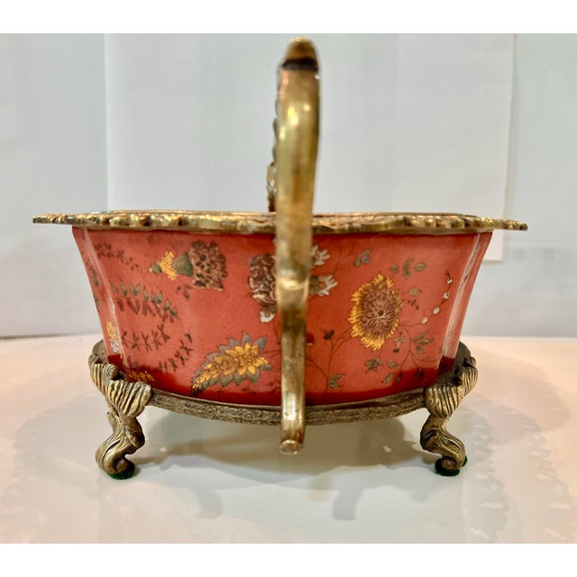 1990s Hand-Painted Asian Theme Planter Urn Bowl Container For Sale - Image 9 of 10