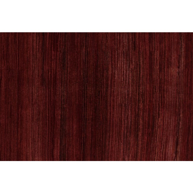 Rug & Kilim’s Oversized Modern Textural Rug, Rich Red Tone-on-Tone Striae For Sale In New York - Image 6 of 8